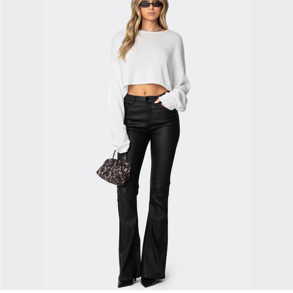 Luna Faux Leather Flare Jeans